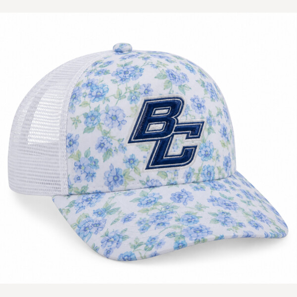 Women's Blue Floral Trucker Hat Thumbnail